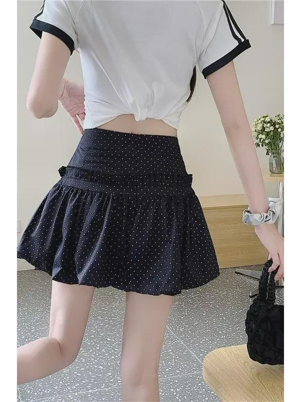 Юбка А-силуэта с узором в горошек и цветочным узором - летняя узкая короткая юбка для женщин