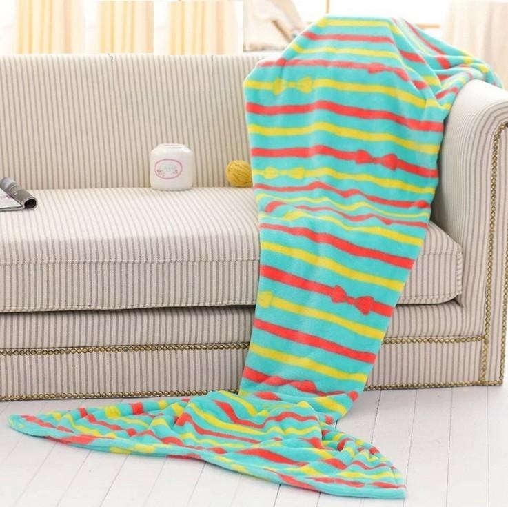 Хвост Фланелевое Одеяло Русалка Флисовое Одеяло Snugglein Спальный Мешок Подушка-Бант Одеяло