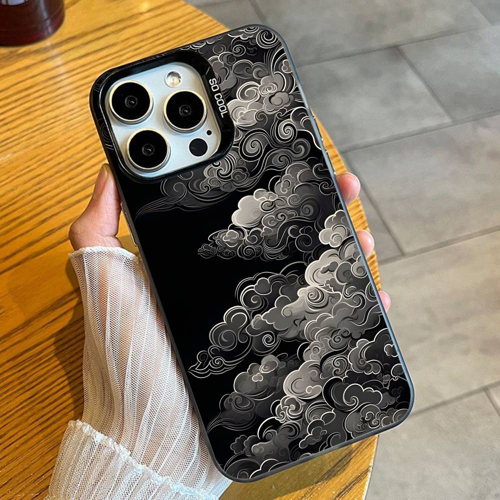 Японская живопись Укиё-э Волны Чехол для телефона Для iPhone 16 17 15 14 12 13 Pro Max Черный Конфетный Матовый Ударопрочный Чехол