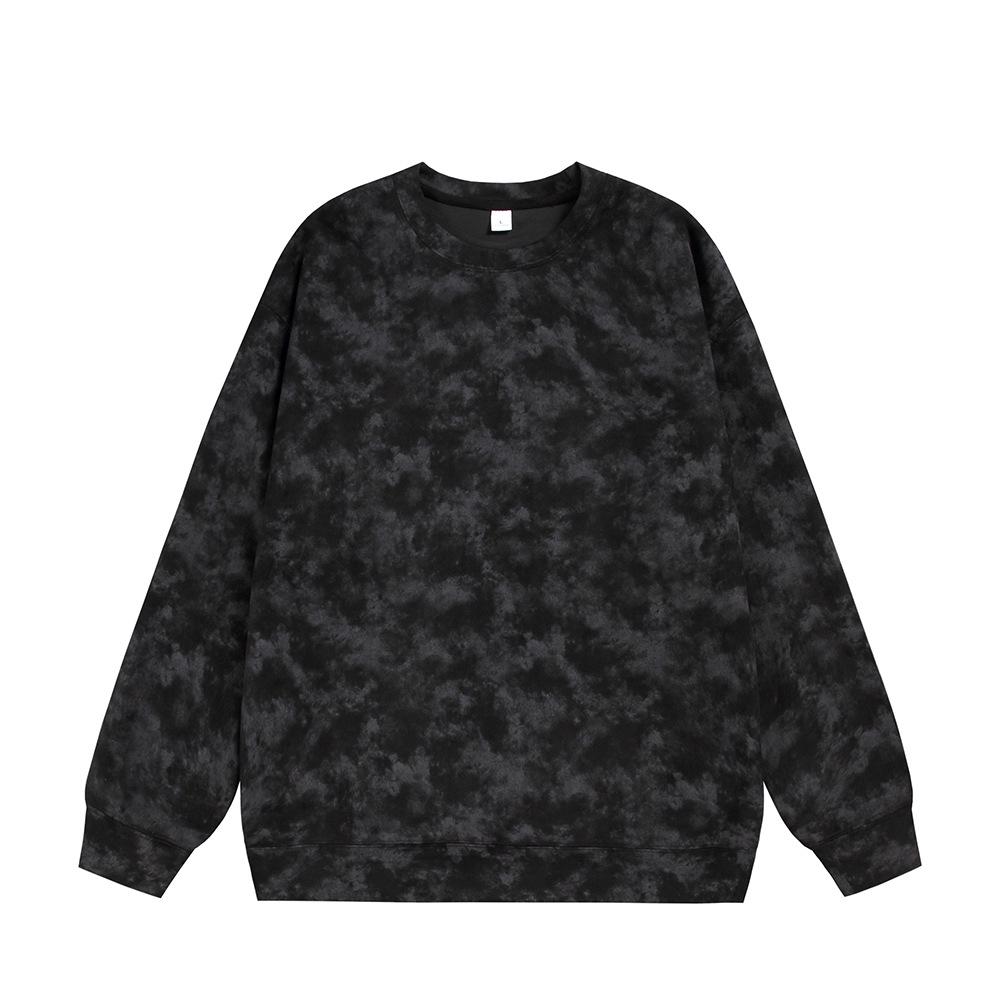 Мужская осенняя повседневная толстовка-куртка с капюшоном, тяжелый вес 360 г, tie-dye, замша, флис, круглый вырез