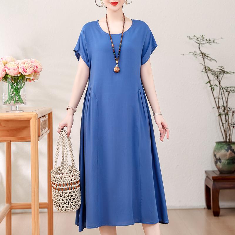 Элегантное женское летнее платье больших размеров, винтажная одежда, однотонные, с коротким рукавом, свободные длинные платья