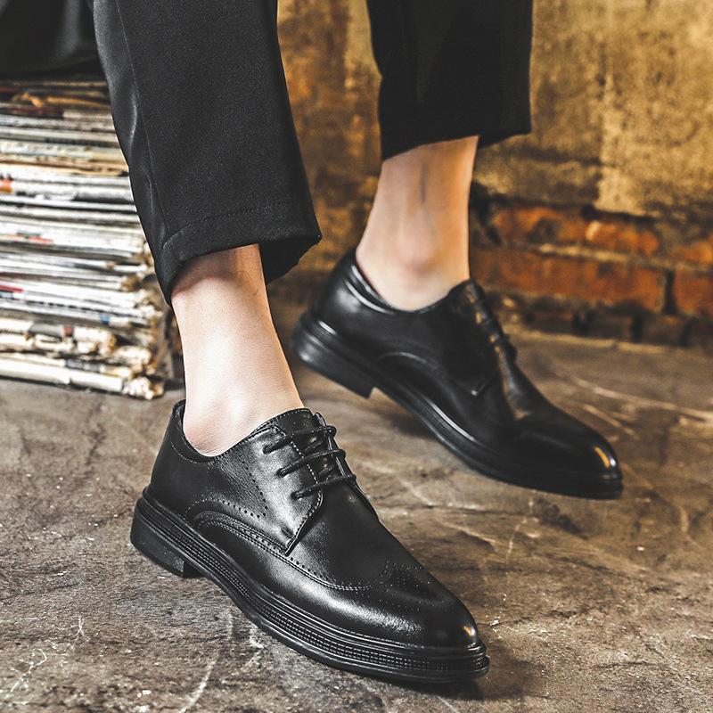Резные мужские кожаные туфли на платформе, повседневные деловые мужские туфли, маленькие кожаные туфли для жениха, свадебные туфли для шафера 9628-J