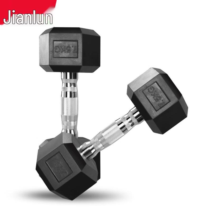 Jianlun Hexagonal Rubber-Coated Steel Dumbbells