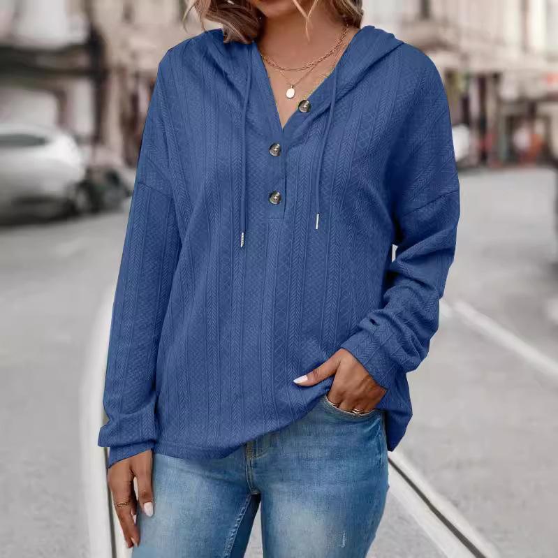 VEZFAA Женская мода повседневная весна осень однотонный принт длинный рукав пуловеры и длинные рукава