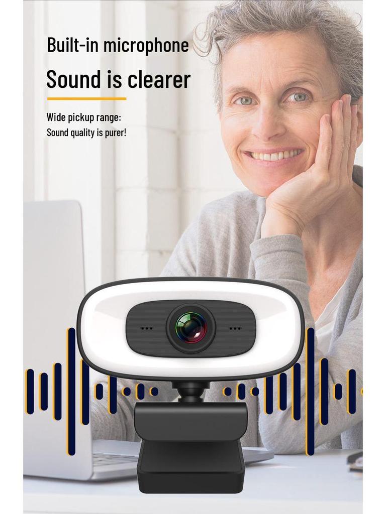 PC Webcam with Microphone, 2K/4K Streaming, USB, Full HD Autofocus, Driver-Free, Ideal for Online Classes
