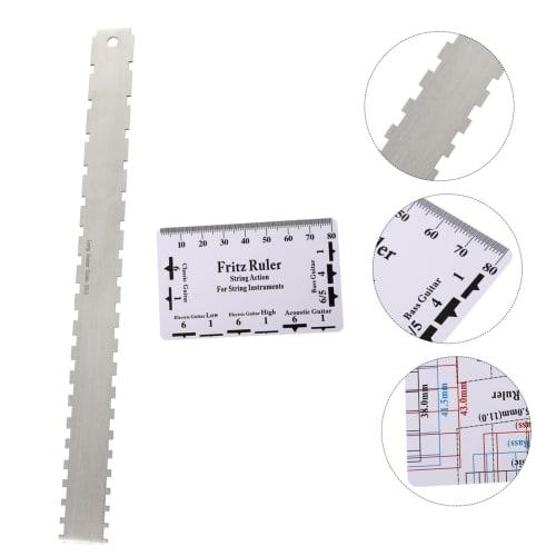 Vaguelly 2-Piece Guitar Neck Ruler, Guitar Tool Gauge Kit, Guitar Accessory Kit, Guitar Fret Crowning, Guitar Nut, Stainless Steel Guitar Ruler, Stain