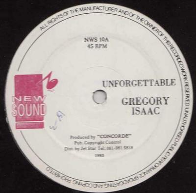 12-дюймовая пластинка GREGORY ISAACS - Unforgettable NWS10 New Sound 1993 UK Регги, Ска и Даб Б/У
