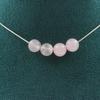 Stones and Minerals. Necklace 4 Beads Rose Quartz 8 Mm Stainless Steel Chain Necklace for Women, Men. Customizable Size.