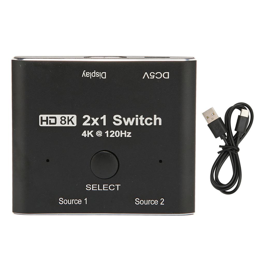 Переключатель HD Multimedia Interface Алюминиевый сплав 2 порта 8K 48 Гбит/с HD Multimedia Interface 2.1
