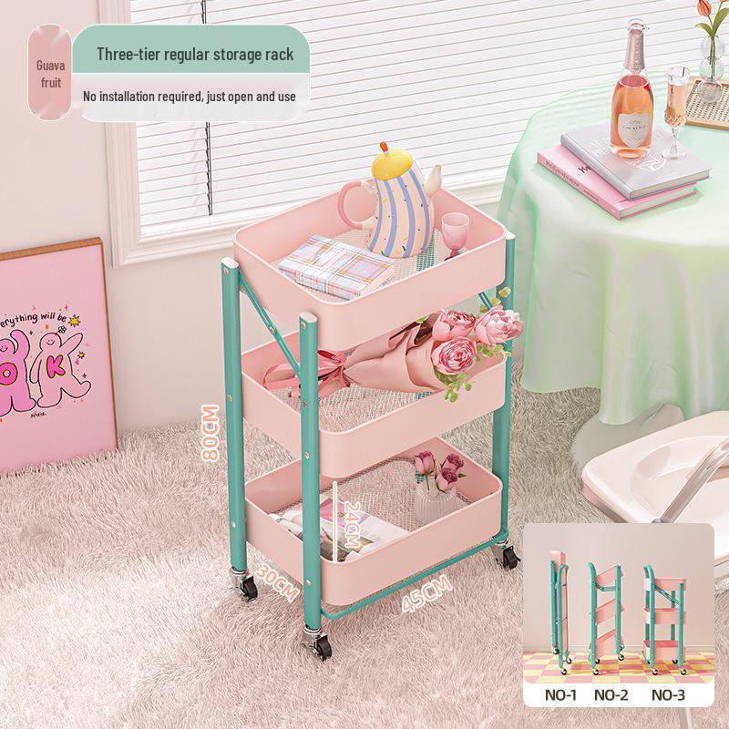 Складная ручная тележка-стеллаж с полками для закусок, игрушек и для кухни