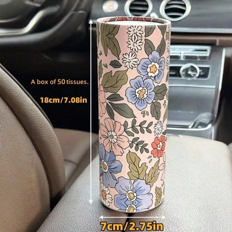 1/2Pcs Household Tissues, Cylindrical Appearance, Exquisite Flower Pattern Car Tissue, Napkins And Household Packaging Paper