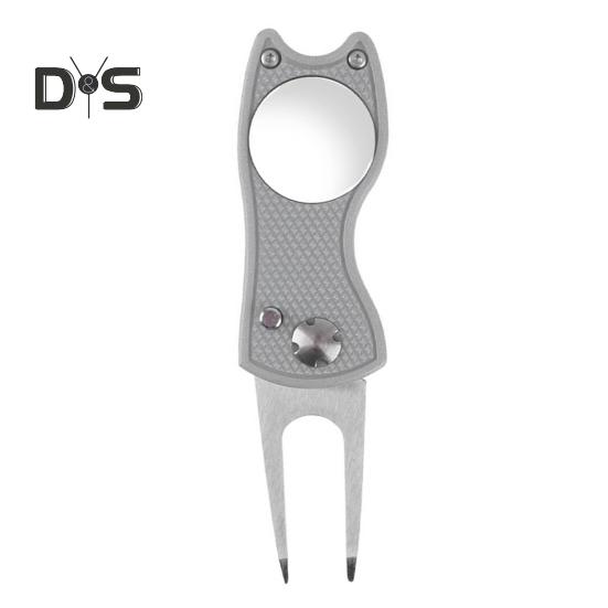 Golf Divot Tool with Pop-up Button Metal Foldable Golf Divot Repair Fork Green Tool with Magnetic Putt Alignment Ball Marker for Golfers Accessory