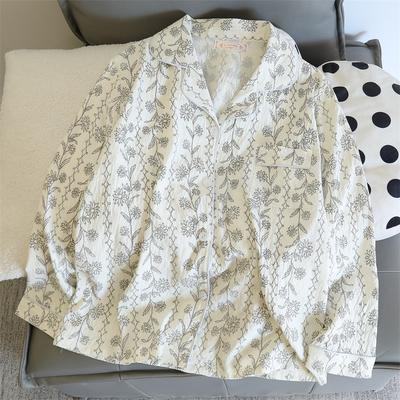 Цветочный ретро-пижамный комплект из двух частей, женская домашняя одежда, осенне-весенняя пижама, женская домашняя одежда, комплект из брюк для женщин