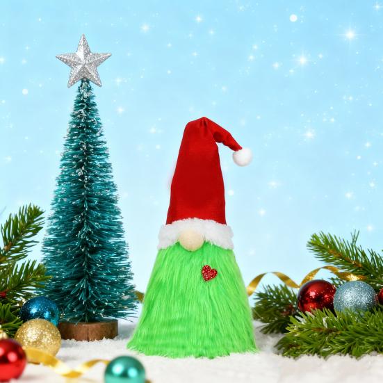 Green Gnome Christmas Tree Topper Plush Xmas Elf Tree Topper Decoration for Christmas Tree Holiday Home Decor