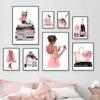 Flower Perfume Lipstick Book Fashion Makeup Nordic Posters And Prints Art Canvas Painting Wall Pictures For Living Room Decor