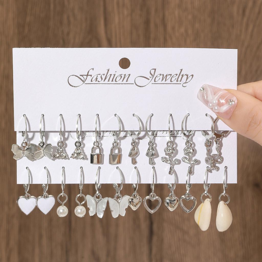 Hot-selling European and American metal earrings set, women's animal butterfly snake shape niche earrings set
