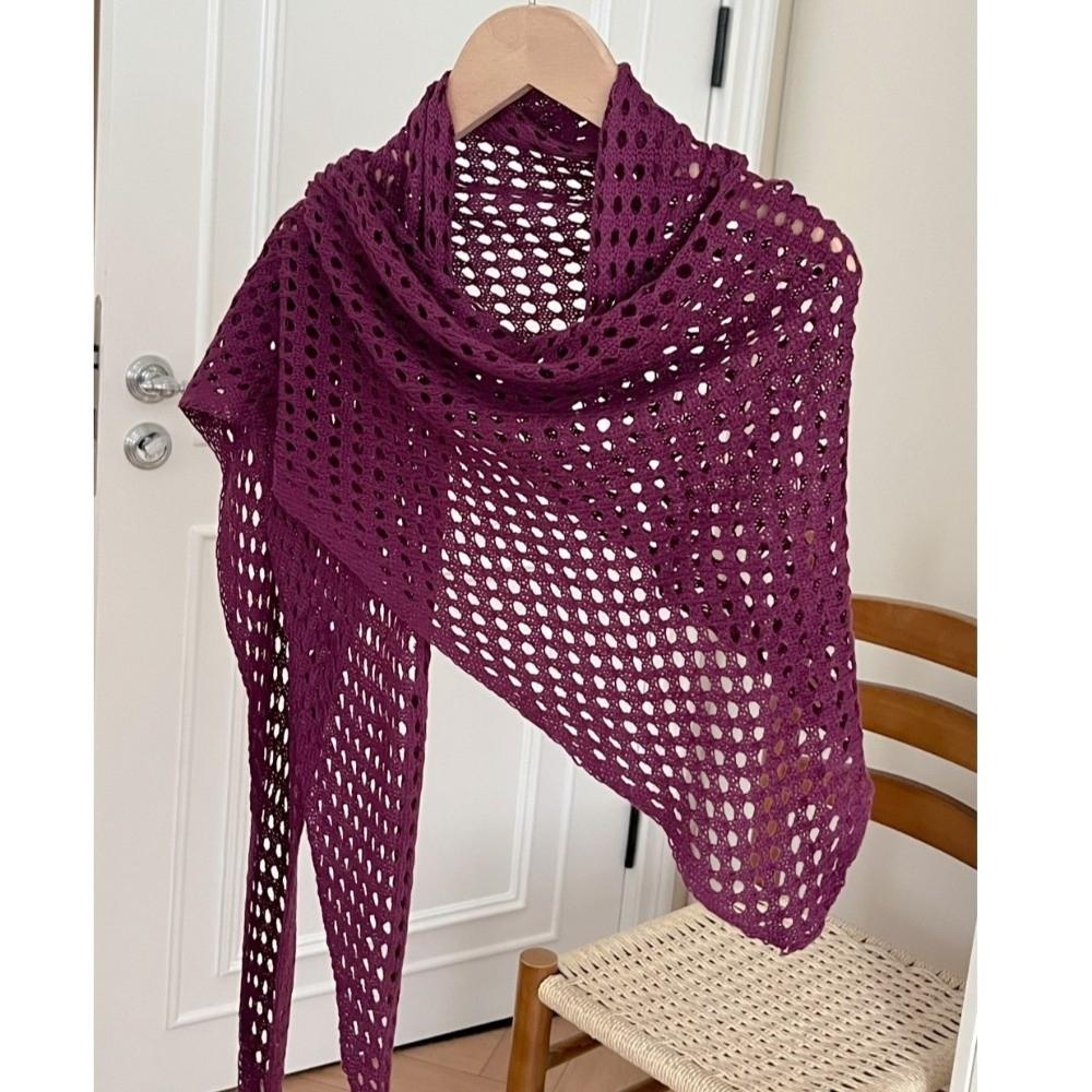 Solid Color Triangle Scarf Shawl Breathable Women Shawl Wrap Fashion Knitted Scarf