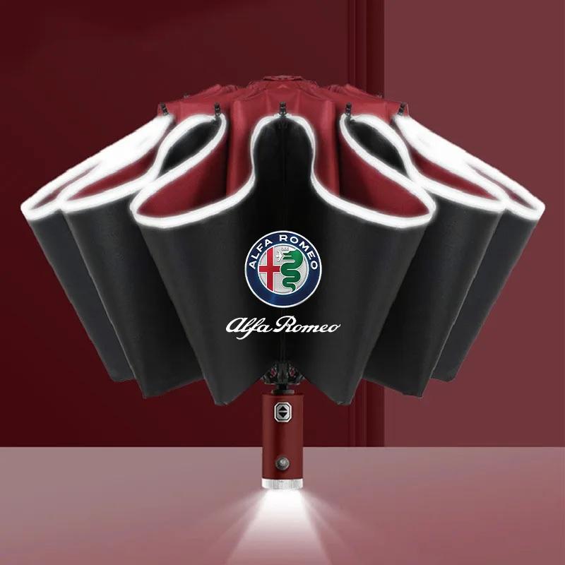 Car Sticker For Alfa Romeo 159 147 Car Automatic Umbrella With LED Flashlight Reflective Stripe For Alfa Romeo Giulietta 159 Mit zl8