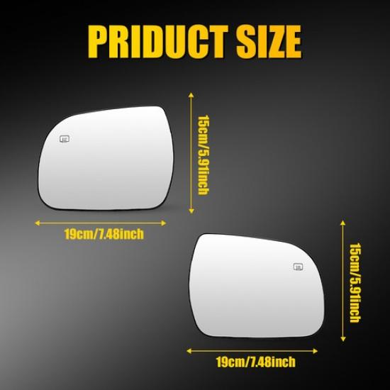 Left/Right Side Heated Mirror Glass Clear Replacement For Toyota Sienna 2011-19