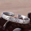 Thai Silver Heart Sutra Lotus Jackfruit Bracelet - Black Lotus Openwork Design