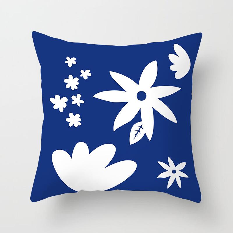 New Nordic Ins Pillow Cover Abstract Geometric Blue Ultra Short Velvet Cushion Cover