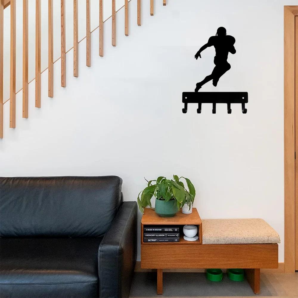 1pc Promotion Football Receiver Sport Key Hooks Holder Small 6 Inch Wide Hallway Key Holder Bathroom Towel Hooks Wall Sticker