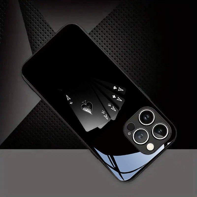 Печать «Четыре Туза» для Покера Чехол для iPhone 17 модные чехлы для телефона Стеклянный чехол для телефона для iPhone 17 16 15 14 13 12 11pm Pro Plus