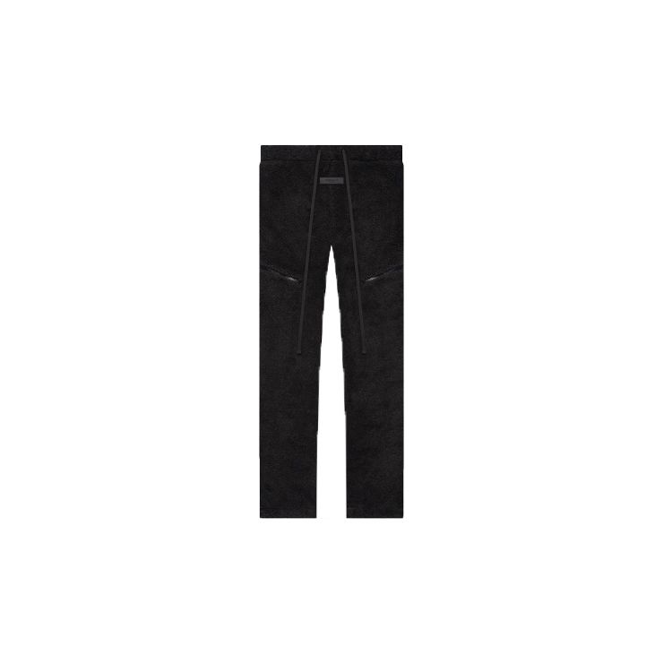 Fear of God Essentials Штаны из полярного флиса с подкладкой из флиса, с нашивкой с логотипом и шнурком. Мужская одежда. Черно-железный. FOG-SS22-2530