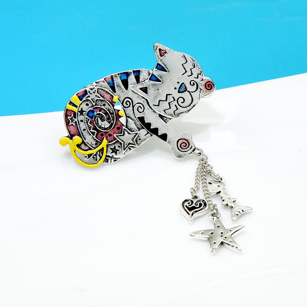 Blucome Oil Painting Sleeping Kitten Brooch Cartoon Cute Animal Brooch Orange Cat Corsage Accessories