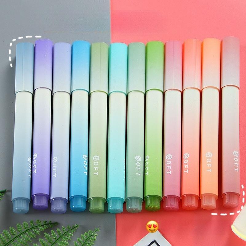 Gradient Color Lovely Highlighter High Value Scratch Student Meeting Marker Pen Eye Protection Large Capacity Kawai Stationery