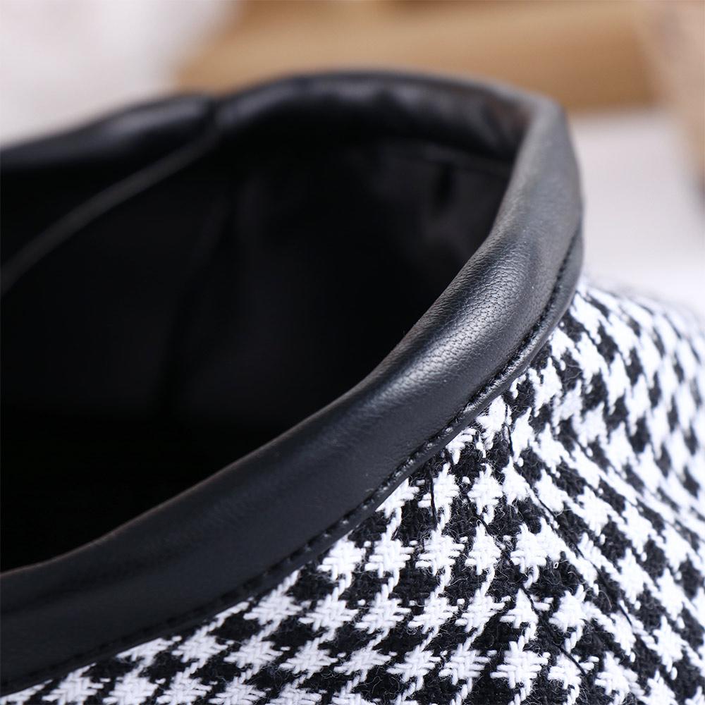 Кожаная бирка Цепочка Маленький ароматный стиль Корейский стиль Шляпа Шляпа художника Гусиная лапка Женские береты