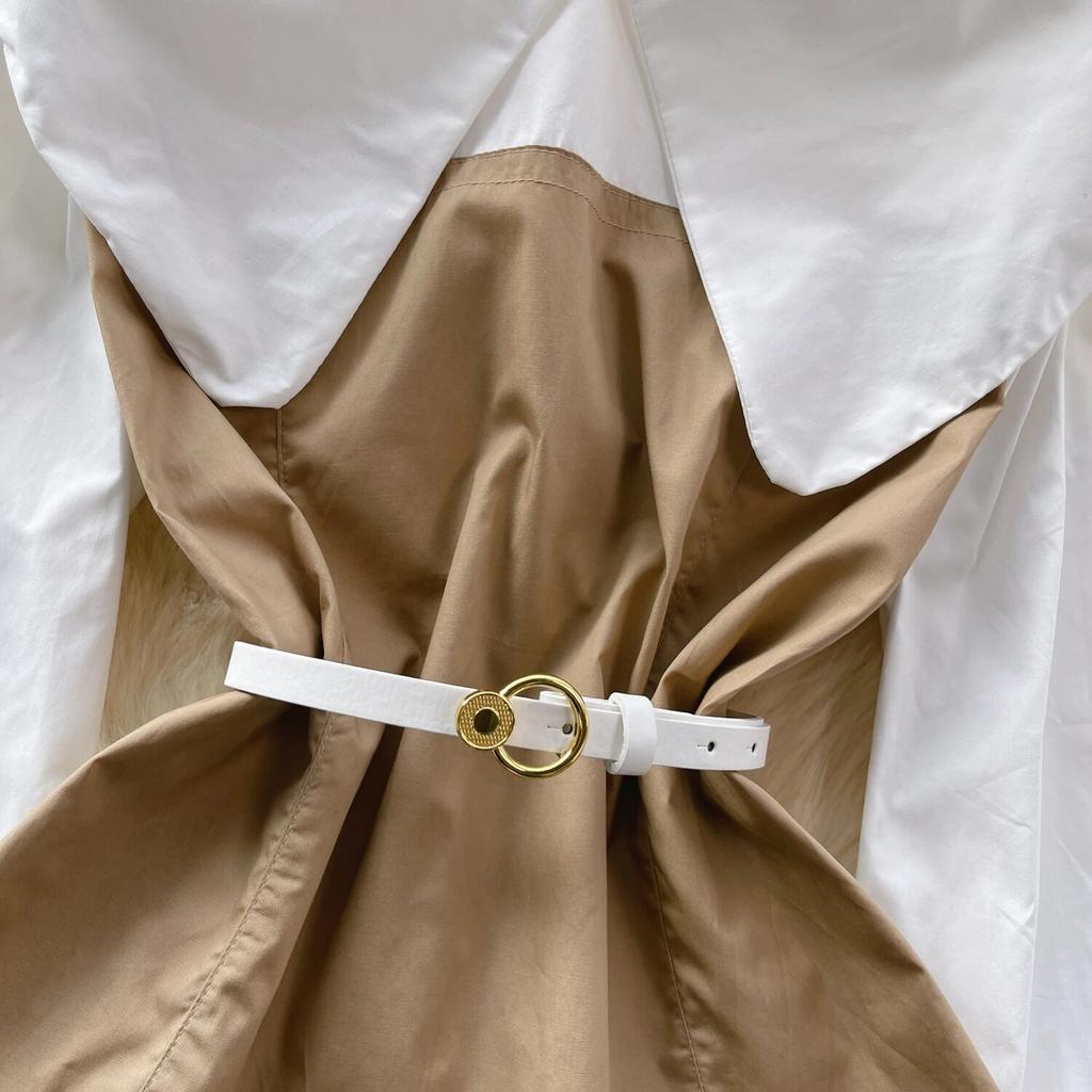 Korean Series Short Shirts for Women, Puff Sleeve Top, Large Lapel, Contrast Color, Patchwork, Early Spring Wear, New Fashion