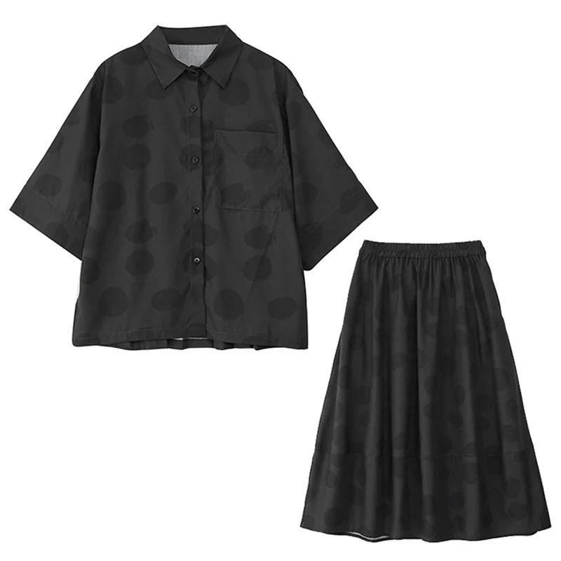 Xitao Polka Dot Print Pocket Patchwork Female Dress Set HQQ2486