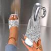 Fashion Elegant Pointed Toe High Heels Slippers Women Summer Fashion Clear Crystal Heel Sandals Woman Shiny Sequins Banquet Party Shoes