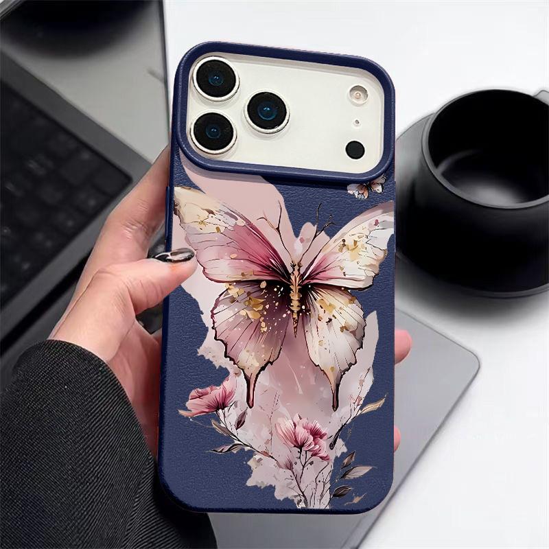 Креативный чехол для телефона с принтом бабочки для iPhone 17 Pro 17 16 15 14 13 12 Pro Max 11 Air 16e Текстура кожи ТПУ Противоударный чехол