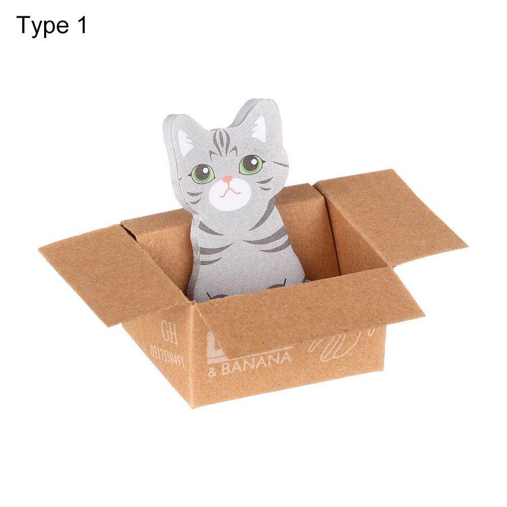 School Supplies Stationery Stickers Memo Pad Cartoon Cat Sticky Notes Kitten In Box Office Notepad