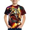 Kids T-shirts Tiger Print Boys' 3D Digital Printed T-shirt Short Sleeve Round Neck Top Summer Breathable Sportswear Apparel