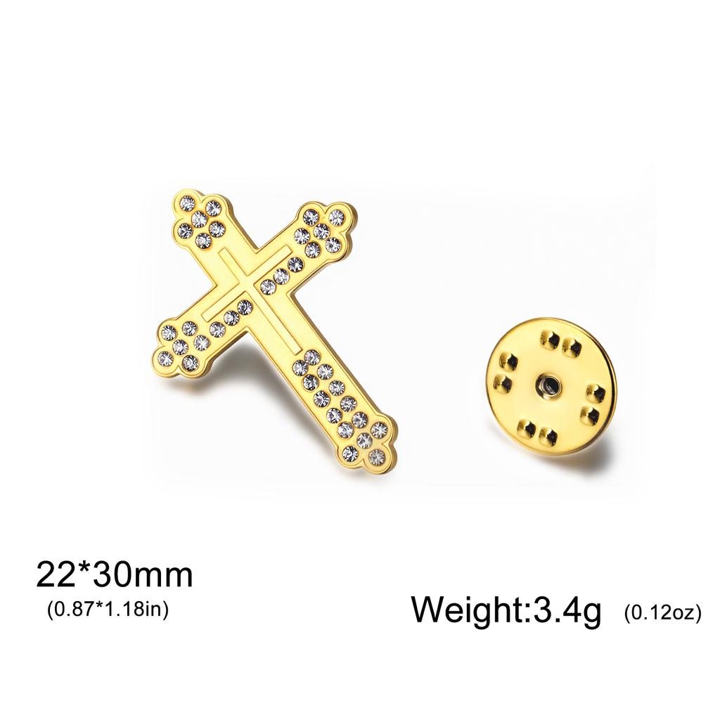 Cazador Christian Catholic Cross Lapel Pins Men Women Brooch Stainless Steel Metal Pins Backpack Badges Church Religious Jewelry