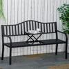 Metal Outdoor Bench with Liftable Middle Table. Patio Loveseat. Garden Bench for Garden. Porch. Seats 2–3 People. Black