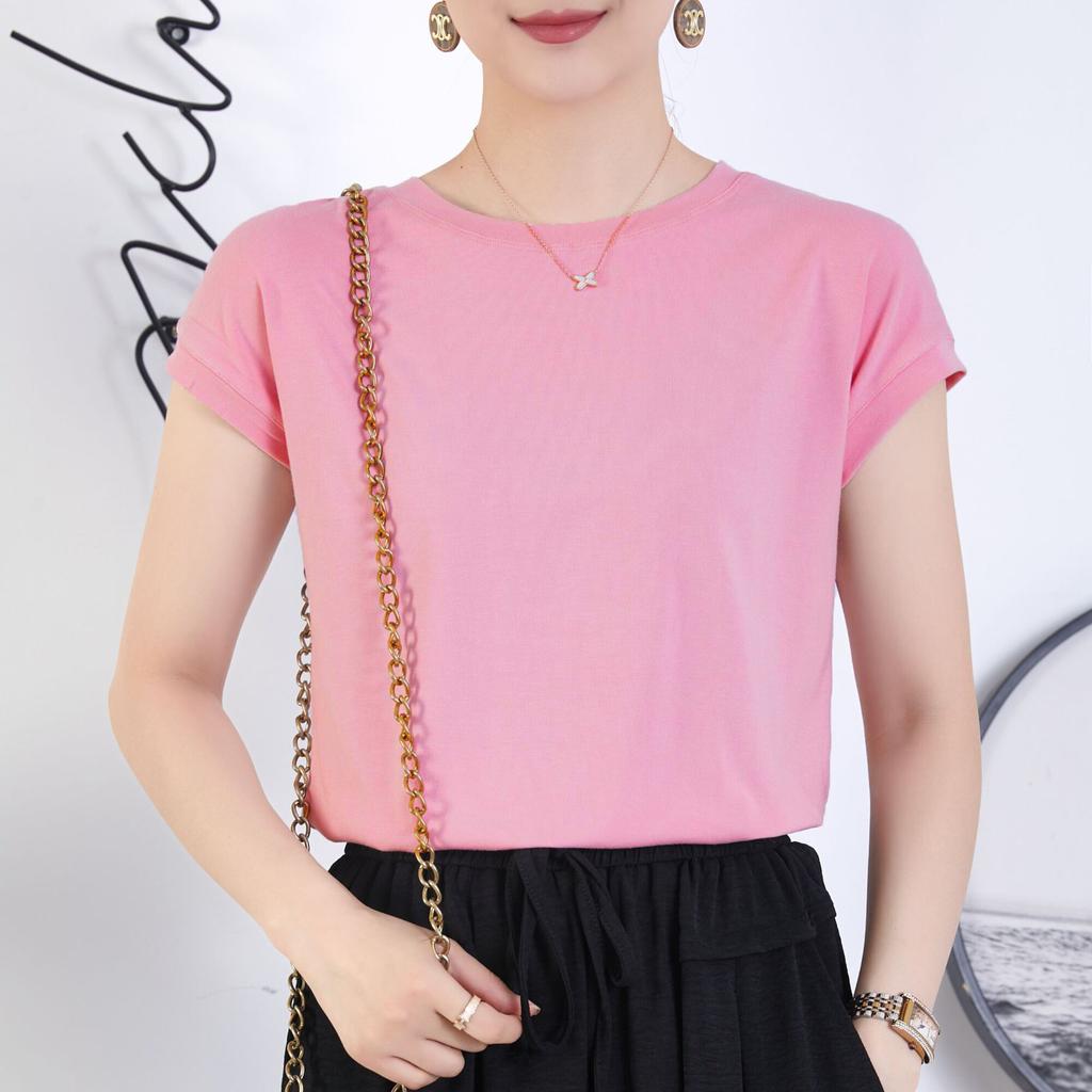 2025 Однотонная футболка с коротким рукавом большого размера для женщин, летняя свободная женская футболка высокого качества с узором CCXX244