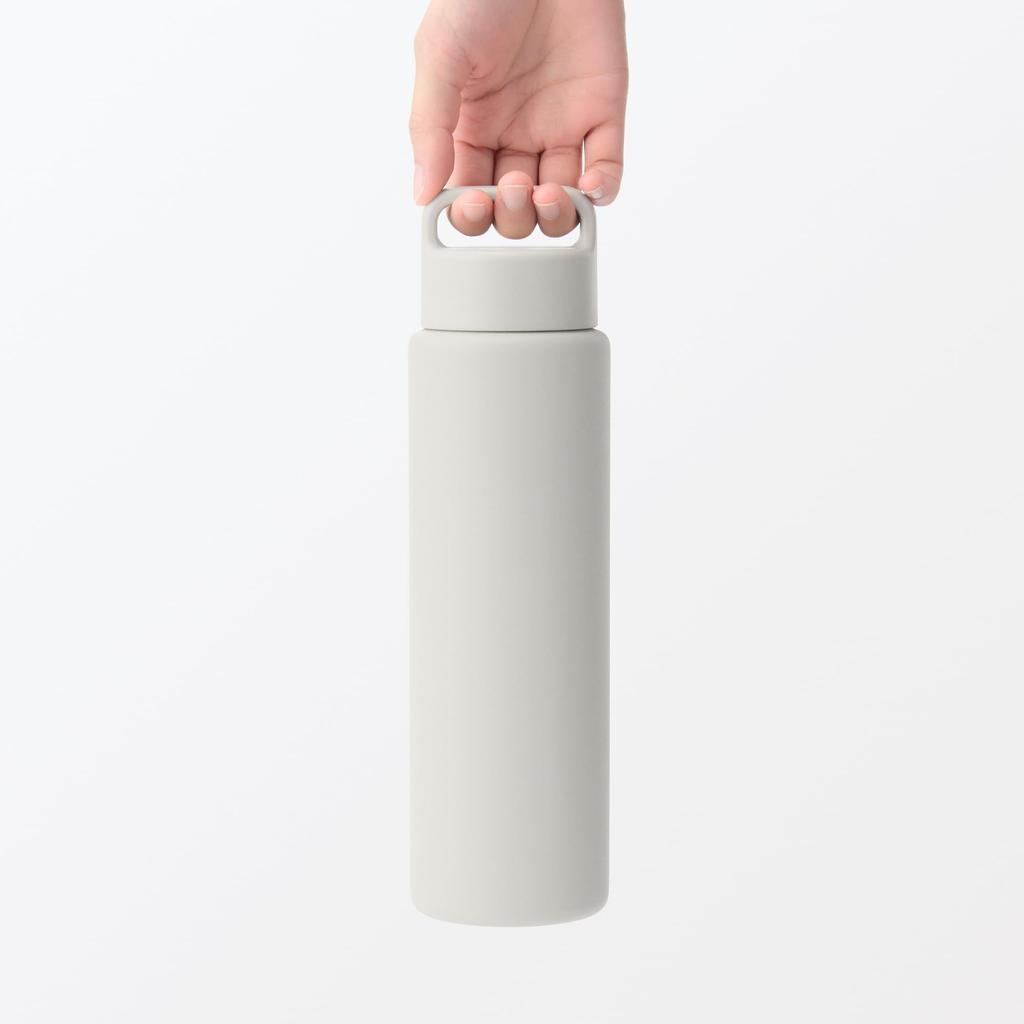 MUJI Vacuum Insulated Insulated Bottle with Handle, 750mL, Gray Beige, 76049029