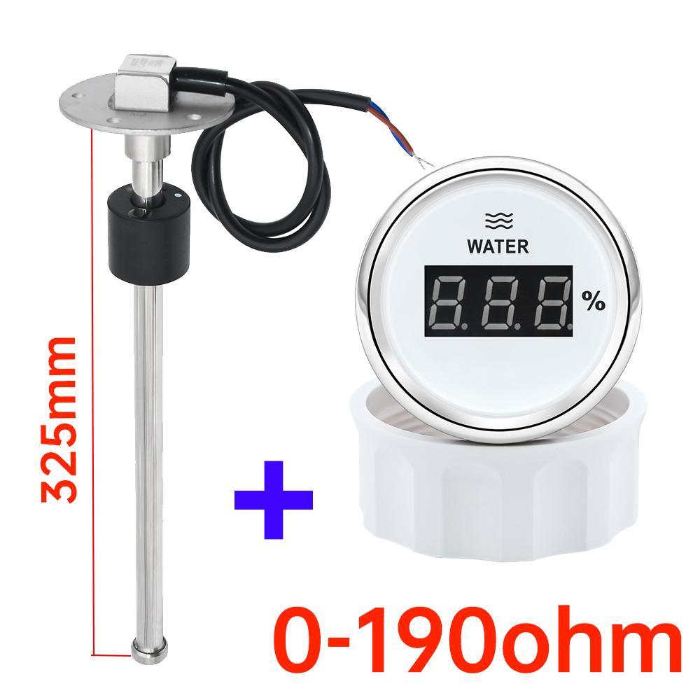 52mm Water Level Meter Tank Indicator Red backlight Digital pointer Car Water Level Gauge 0~190ohm with 100mm-600mm Sensors