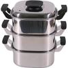 Mikojima Seisakusho Momo-in 18-0 Square Steamer, 3 Tiers, 24cm