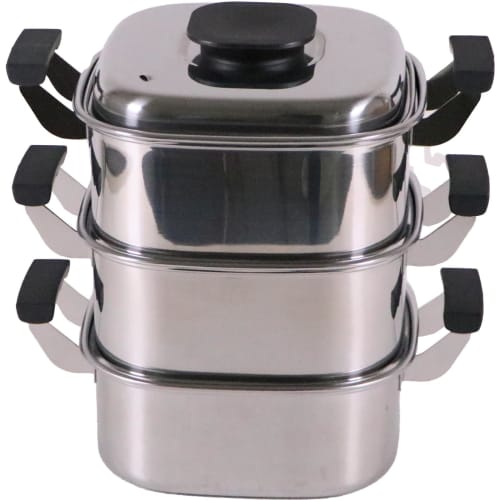 Mikojima Seisakusho Momo-in 18-0 Square Steamer, 3 Tiers, 24cm
