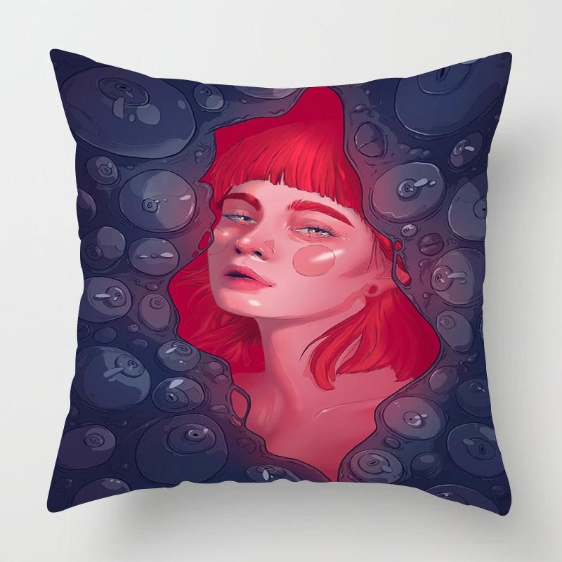 Винтажная наволочка с иллюстрацией фигуры 45x 45см, декоративная наволочка для подушки для спальни, дивана, универсальная для четырех сезонов, разнообразие по желанию