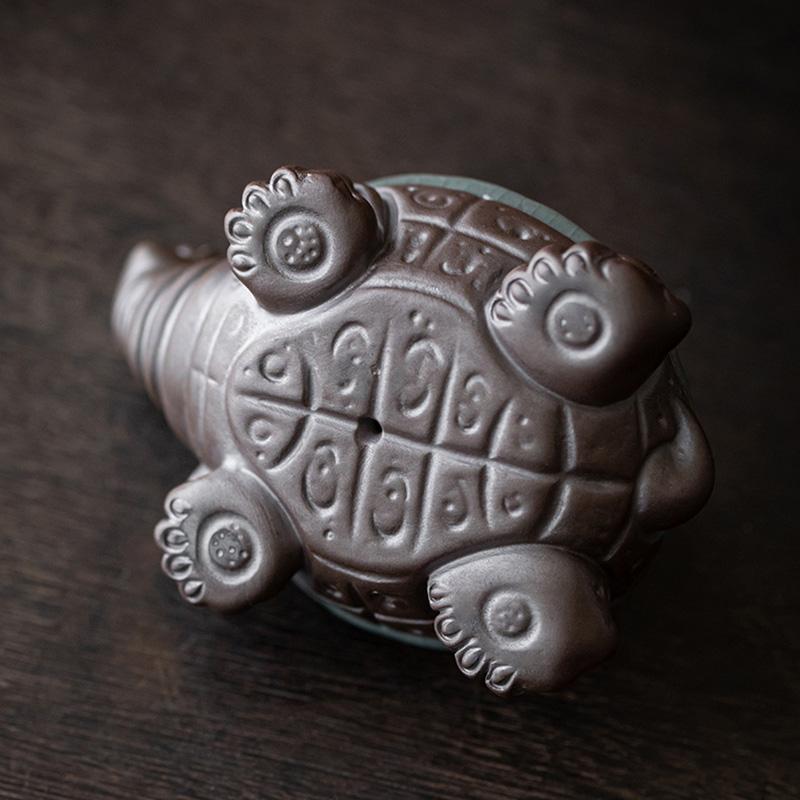 Ceramic Little Turtle Tea Set Filter Cute Animal Figurine - Handmade Sculpture Home Decoration Kung Fu Tea Set Accessories