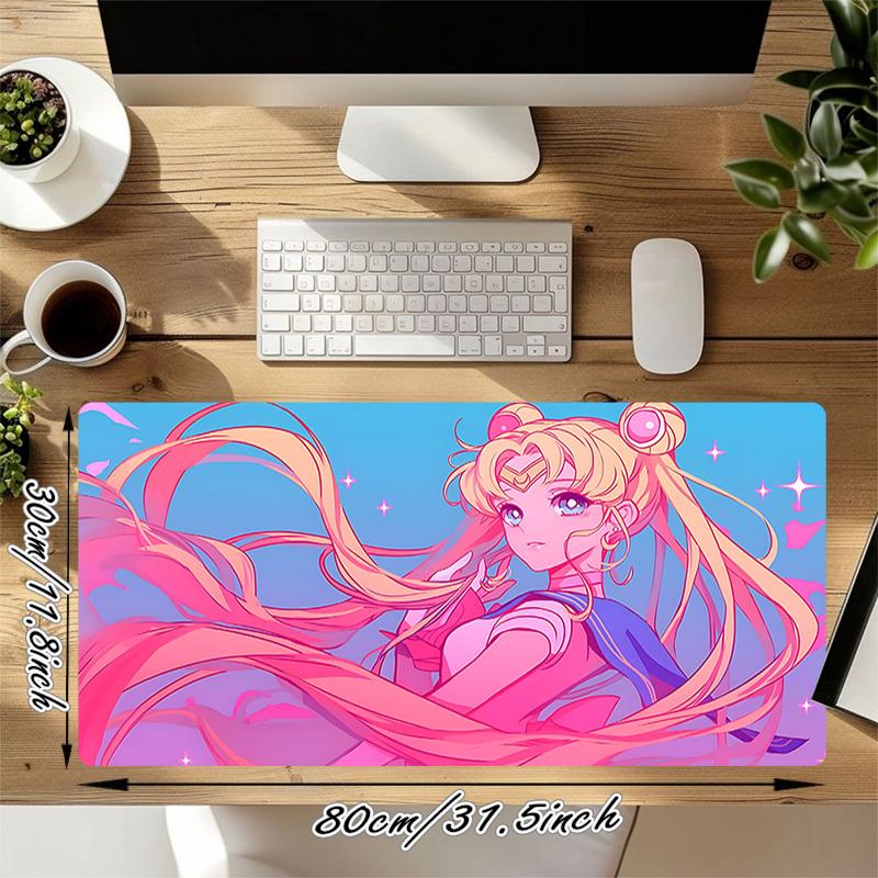 1Pc Magical Girl Adventure Gaming Mouse Pad Keyboard Desk Mat Non-slip Rubber Lock Edge Waterproof Computer Mousepad for Office Home Decor S1481
