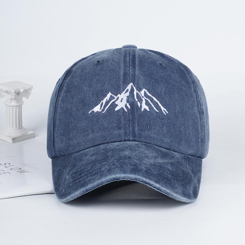 MLFO Embroidered Mountain Washed Baseball Cap Spring Casual Cap Outdoor Sun Hat Fishing Cap Adjustable Unisex