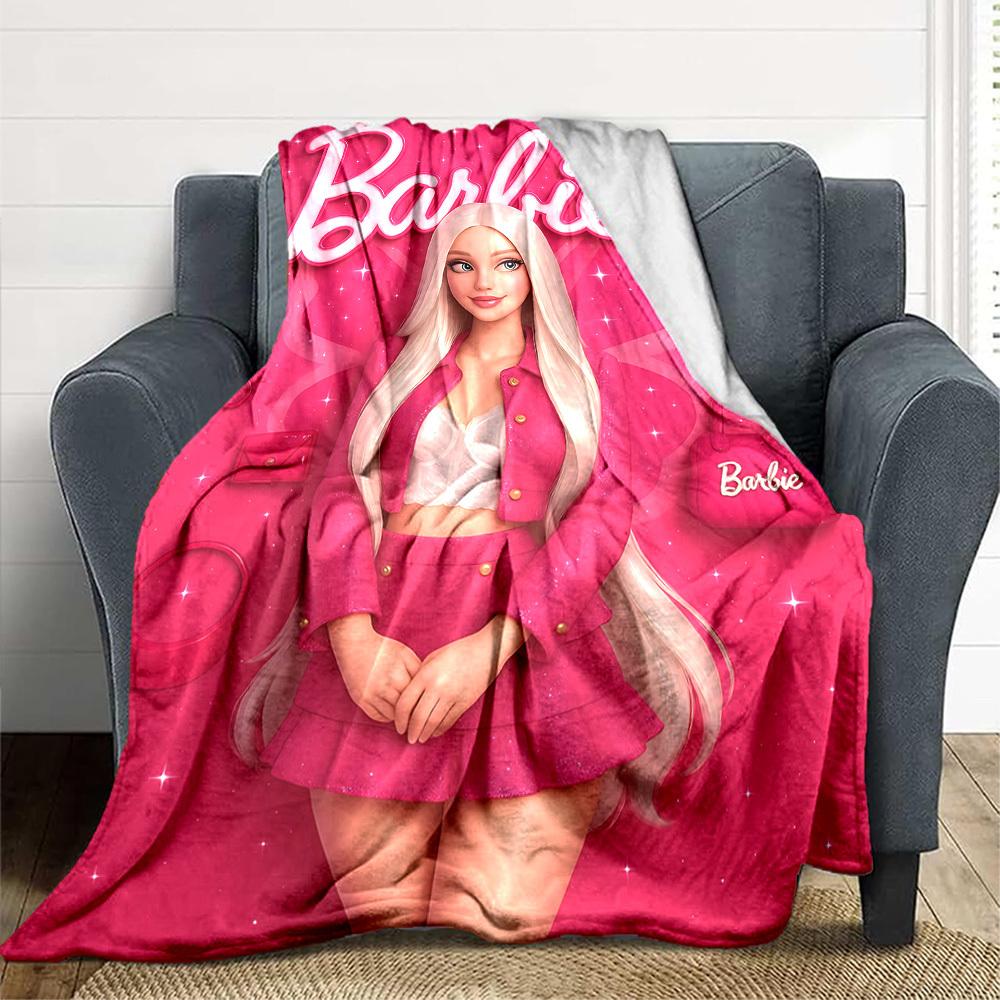 1 шт. Модный плед Barbie из полиэфирного волокна, комфорт для всех сезонов для дивана, кровати, офиса, автомобиля, кемпинга, идеальный декор для дома и подарок, комфорт в офисе