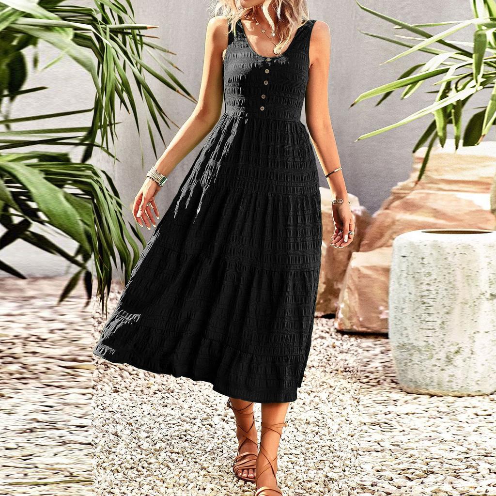 Женские повседневные летние платья, однотонные платья-майки без рукавов, расклешенные сарафаны миди, длинные